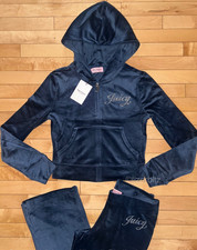 NEW NWT JUICY COUTURE Velour OG Bling Tracksuit Set in Regal Blue Size S