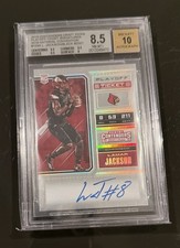 2018 Contenders LAMAR JACKSON RC SSP One of 1/1 Rookie On-Card Auto BGS 8.5/10. rookie card picture