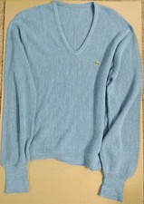 vtg blue lacoste v neck pullover sweater 24.5 Pit Measurement Small Holes No Tag