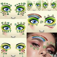 Yosca 6Pcs St Patricks Day Temporary Tattoos, Green Clover Face Stickers