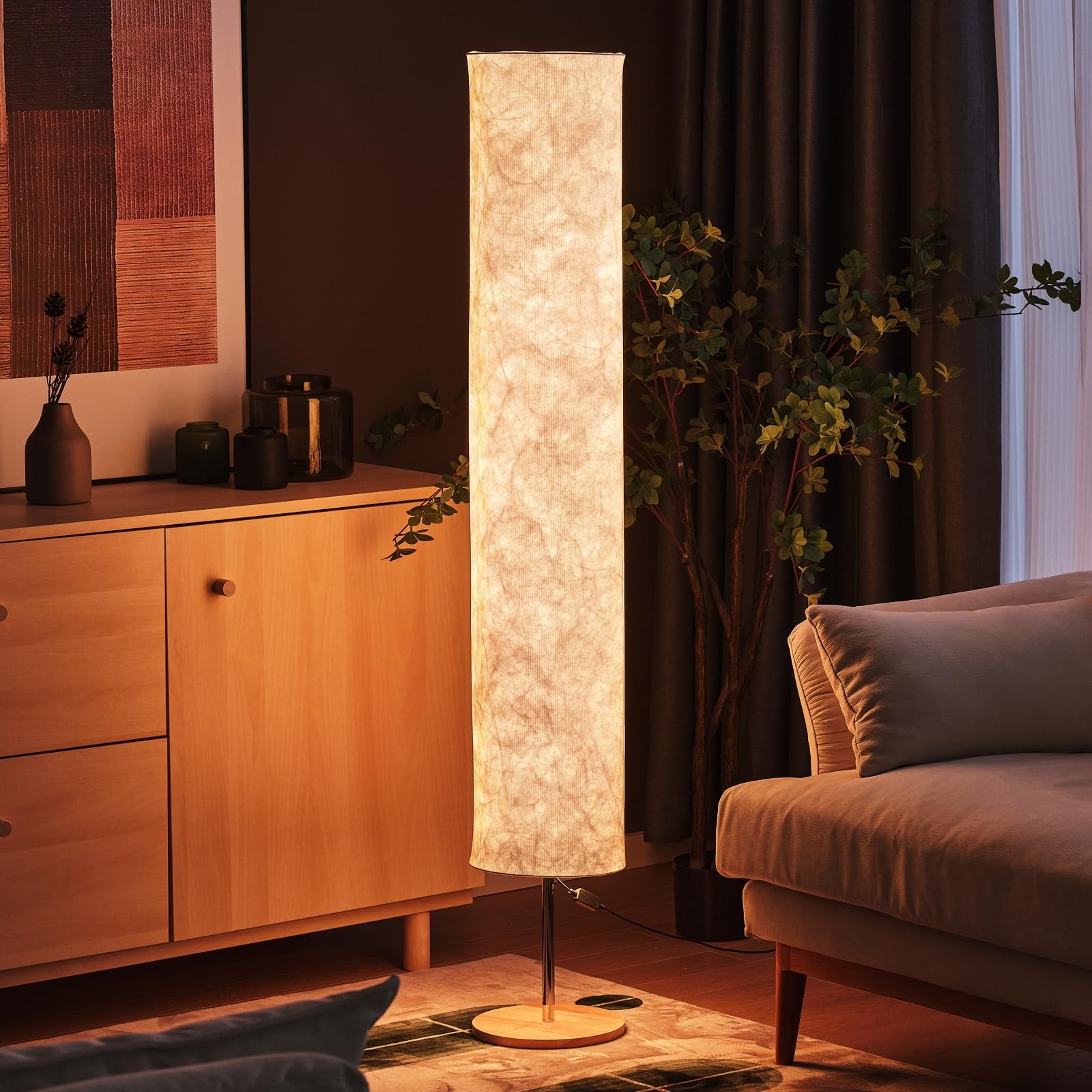 58-Inch Modern Floor Lamp with Soft Light 3 Color Modes Remote Control Simple Design