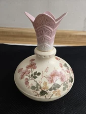 Vtg. made in Austria vase crown mark floral design porcelain, gilt trim.