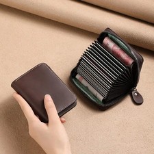 Mens Womens Wallet Credit Card Holder -Leather RFID Blocking Zipper Pocket Purse