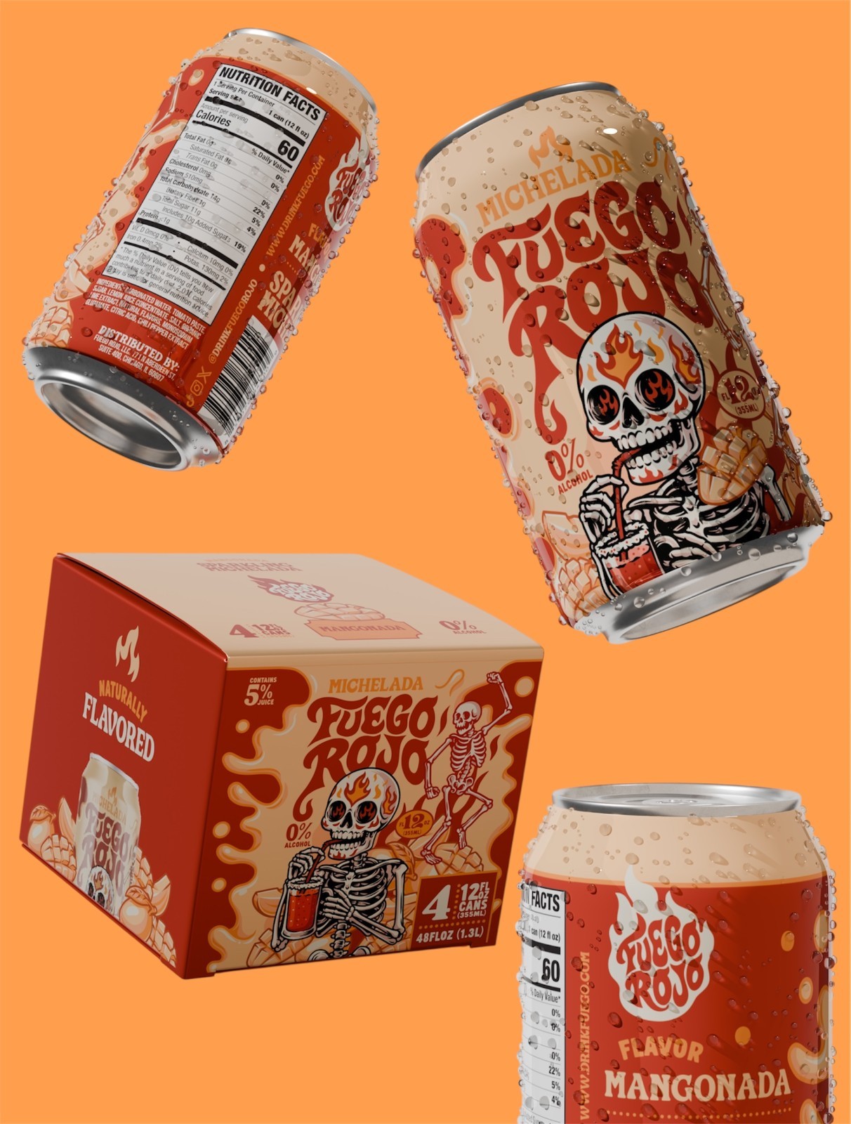 Fuego Rojo Mangonada No Alcohólica Espumoso Sabor Auténtico Michelada