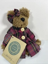 Boyds Bear Betsey #913952 Plush Plaid Dress Bow Buttons 1997 Retired 6"