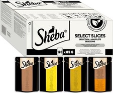 Sheba Select Slices Cat Food Pouches Poultry Variety Pack 120x85g Adult Cats 6.12 per kilo