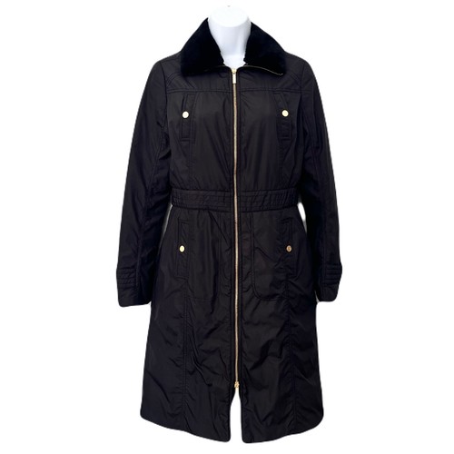 Tory Burch Black Coat with Removable Faux Fur Collar, Size 2