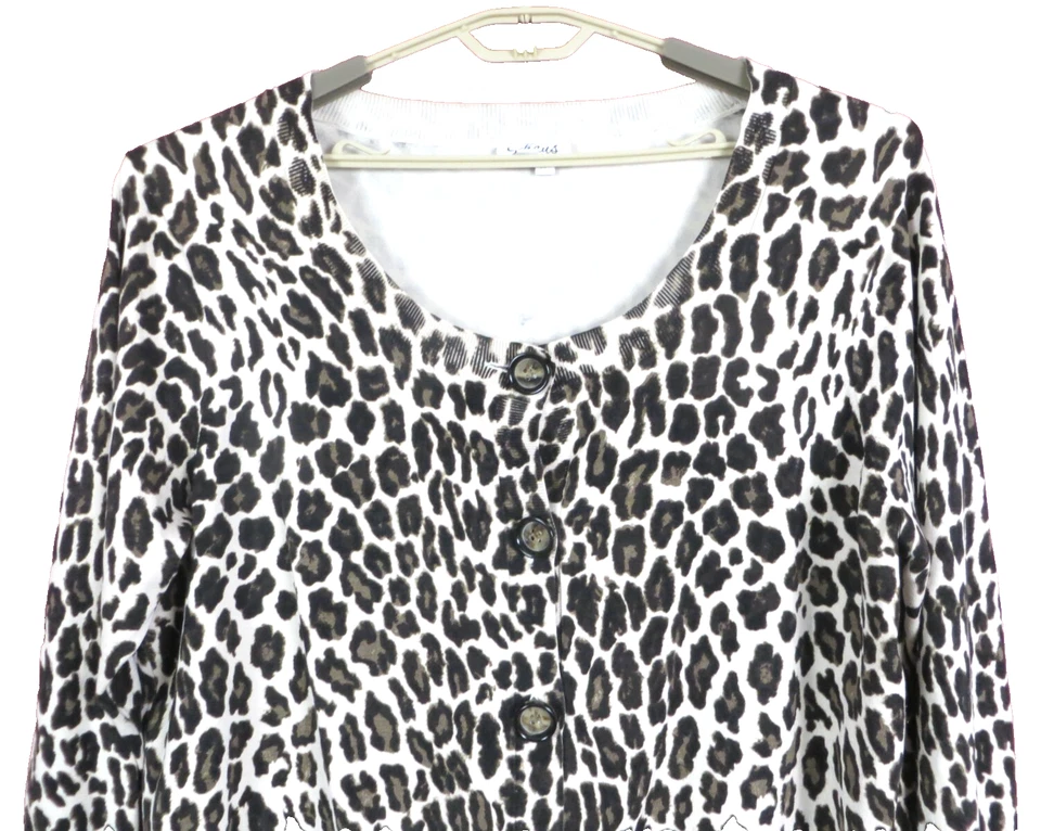 SC001081- CHAUS Mujer Seda Nylon Cárdigan Suéter Manga 3/4 Animal Talla 3X Foto 3 de 4