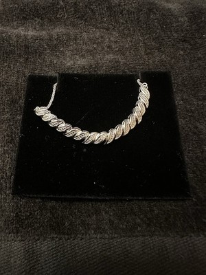 NEW IN BOX AND BAG Zales Diamond Accent Bolo Bracelet In Sterling