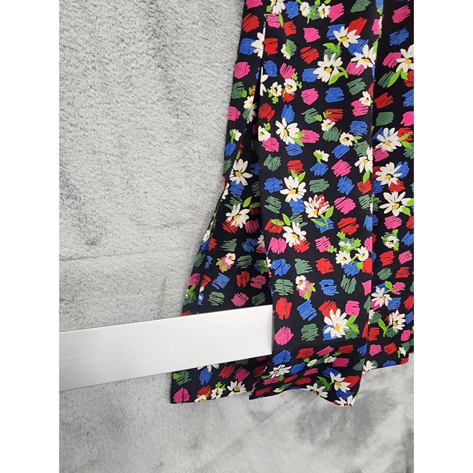 Vintage 80s Leslie Fay Floral Belted Drop Waist Shirt Dress Size 6P Black Office - Image 2 of 4