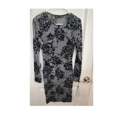 IRIS Gray Black Floral Mesh Long Sleeve Bodycon Dress Size S Knee Length |  eBay