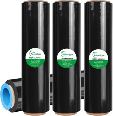 18'' x 1500' Bla Plastic Shrink Wrap Roll - 80 Gau, 500% Stretch
