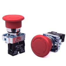 10pcs Red Mushroom Head 22mm E-STOP Emergency Stop Push Button Switch 1NC XB2