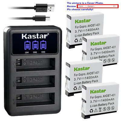 Kastar Battery Triple Charger for GoPro AHDBT401 GoPro HERO4 Black Action Camera