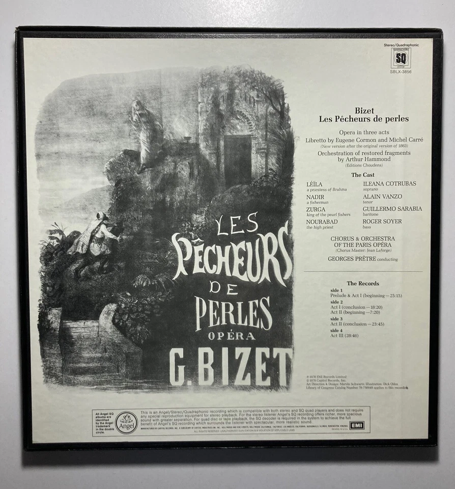 BIZET Les Pecheurs de Perles Stereo/Quad. 2LP Box Angel SBLX-3856 Georges Pretre - Image 2 of 4