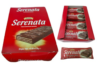 #ad SERENATA VANILLA amp; CHOCOLATE FINE EURO WAFER GREEK CHOCOLATE BARS BOX 24 PCS $34.99