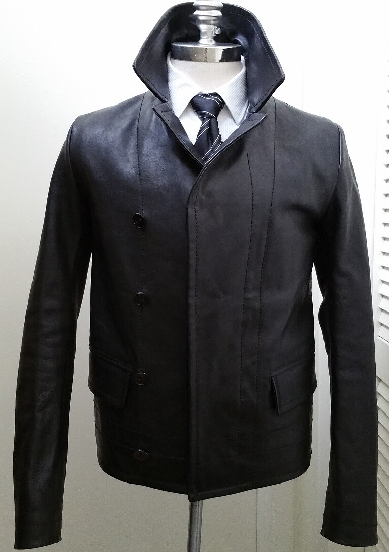 GUCCI leather jacket black military asymmetrical motorcycle biker