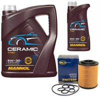 MotoröL Set Mannol 5W-30 Ceramic 6 Liter + ÖLfilter FüR Chevrolet Opel Astra