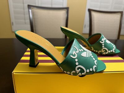 New Gucci x Adidas GG Logo Green White High Heels Sandals New Gucci x Adidas GG Logo Green White High Heels Sandals