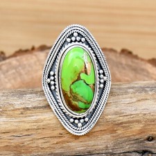 Green Turquoise Ring 925 Sterling Silver Handmade Ring Women Ring Gift For Her