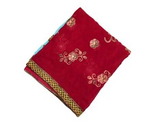 Vintage Indian Bridal Blue  Maroon Dupatta Sequins Beaded Scarf Stole Hijab L"