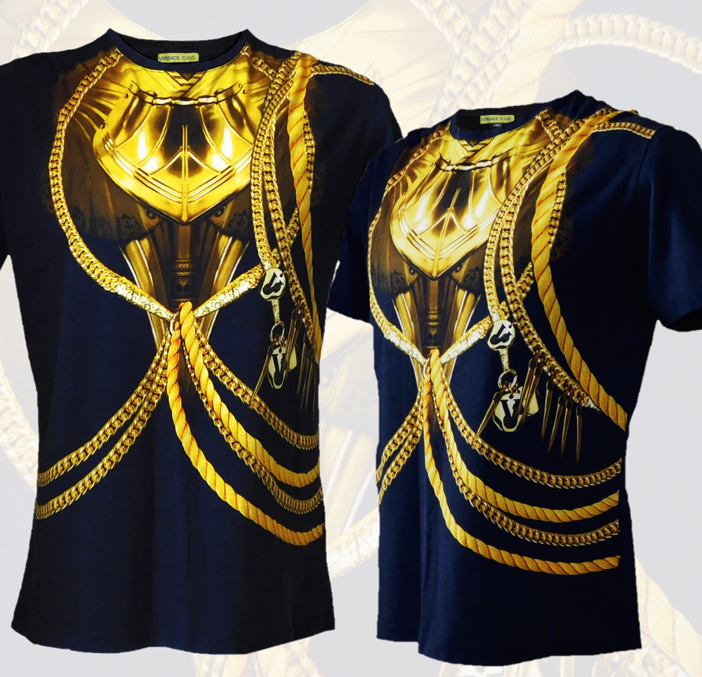 Versace T-shirt Black Gold Baroque Graphic Logo Tee