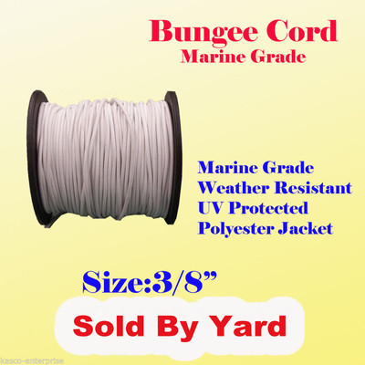 Premium 3/8" Marine Grade White Bungee Shock Cord - Sold By The Yard (UV Resistant)