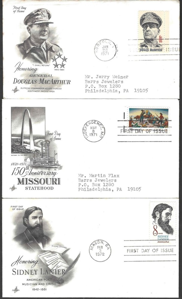 US Lot of 8 FDCs dated 1971-1976, see description for Scott nbrs and condition