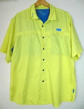 Pelagic Shirt Mens XXL Eclipse Guide Vented Yellow Fishing Pockets Short Sleeve
