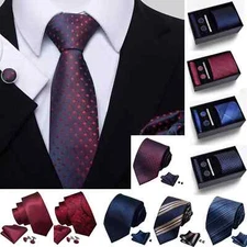 4/5 Pcs Men's Suit Set- Tie, Cufflinks & Pocket Towel, Perfect Father's Day Gift