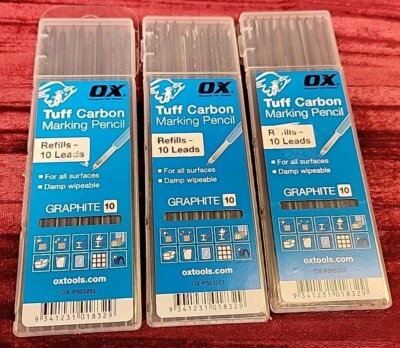 3X OX Tools  OX-P503203 Tuff Carbon Marking Pencil Lead Only 10-Pack VALUE CHEAP