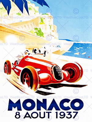 87093 ADVERT RACING CAR MONACO 1937 GRAND PRIX NEW Decor Wall Print Poster