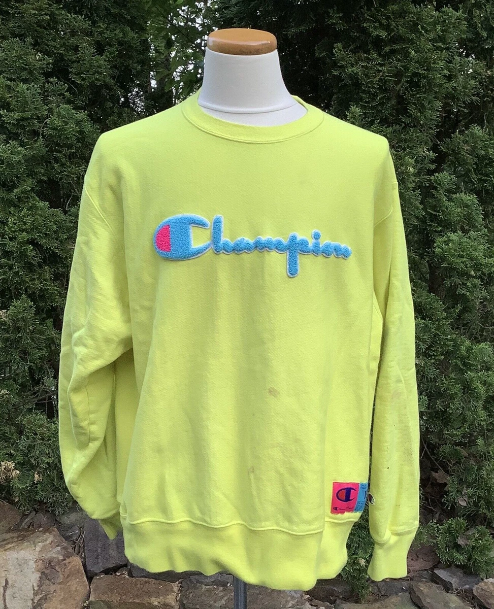 Bright yellow champion sweatshirt hotsell