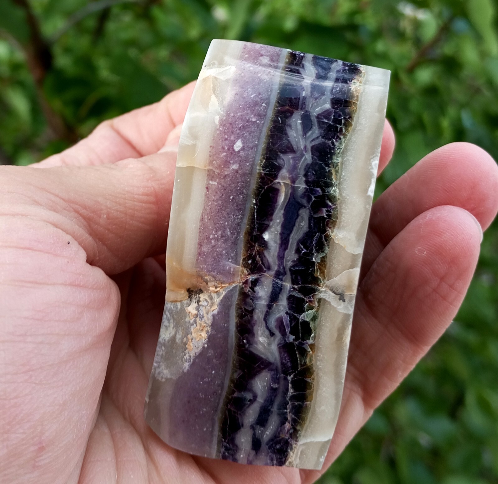 Mirror Polished Banded Purple Fluorite Stone-image