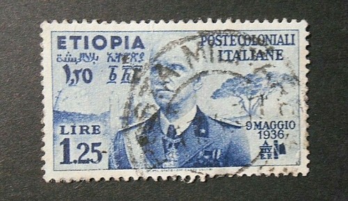 ITALY, ITALY, 1936 ETHIOPIA "Effigy V.Emanuele " 1.25 L. Grey Blue Used