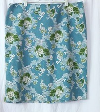 TALBOTS WOMAN Blue Print Cotton/Spandex Back Zip Skirt Kick Pleat Sz 18W EXC