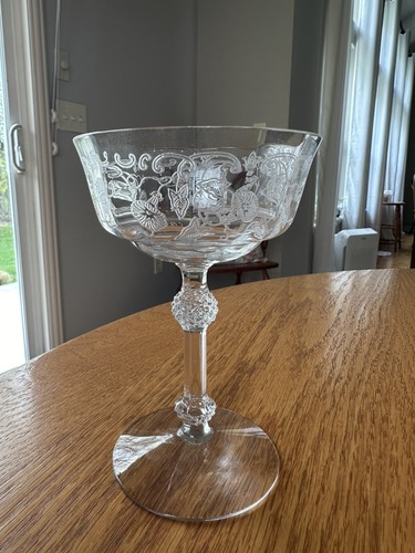 Fostoria "Morning Glory" Champagne/Tall Sherbet Glass 5 3/8” RARE MINT VINTAGE - Picture 3 of 10