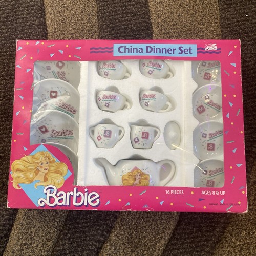 Barbie China Tea Set 17 Piece by Chilton Toys Vintage 1992 NIB - Picture 1 of 2