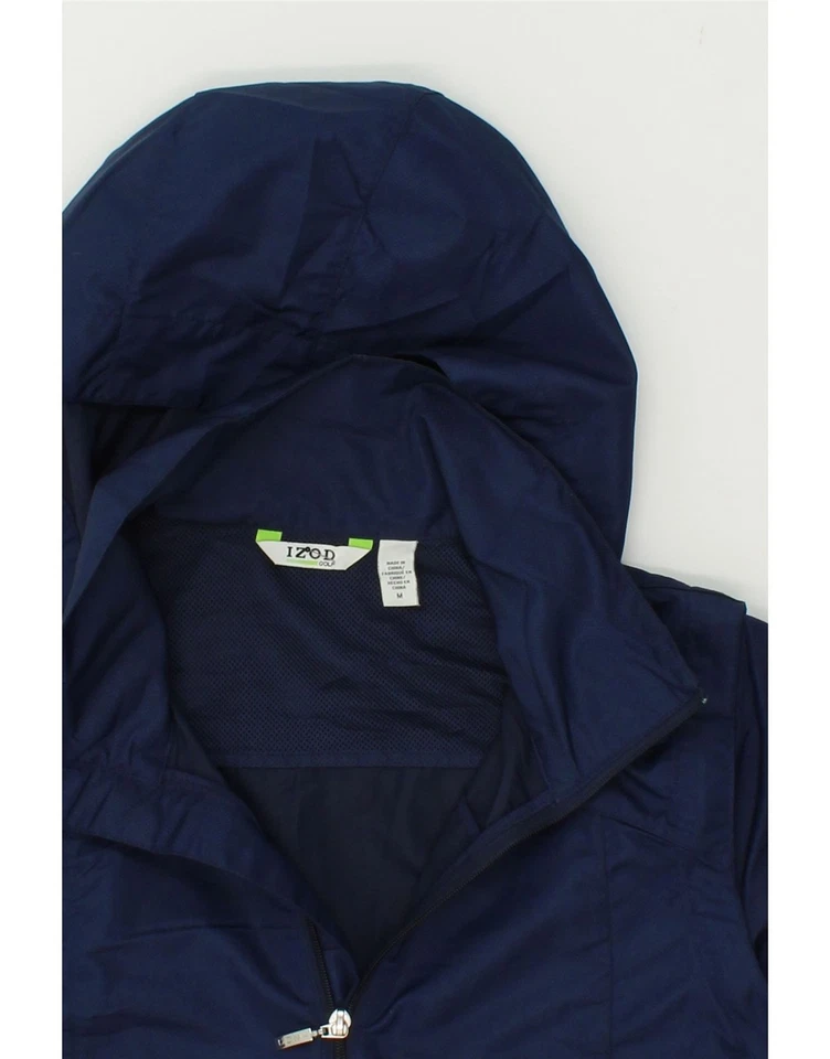 Chaqueta de lluvia con capucha para mujer IZOD UK 14 mediana azul marino poliéster ET10 Foto 3 de 3
