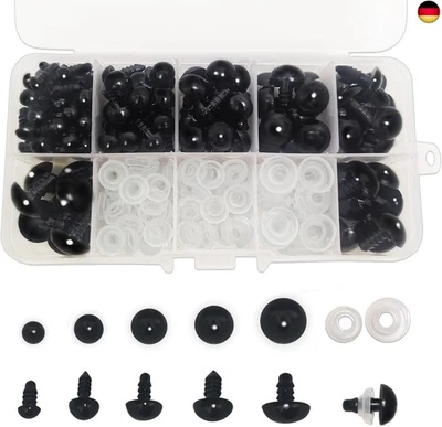 MARKE FANGZIDM FANGZIDM 132 Stück Sicherheitsaugen mit Unterlegscheiben 6-14mm Schwarz