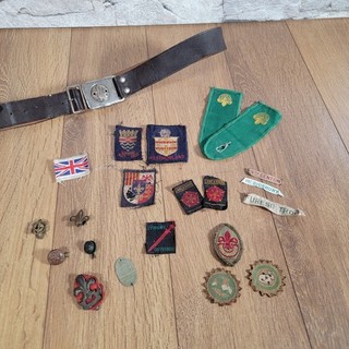 Lot of Boy Scouts Belt First Class Badges & Sew on Patches Awards & Memorabilia
