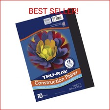 Pacon Tru-Ray Heavyweight Construction Paper, Black, 9" x 12", 50 Sheets, Sulphi