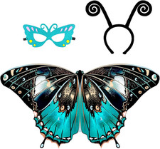 Kids Butterfly-Wings Costume for Girls Fairy-Wings Toddler-Dress-Up Headband-Mas