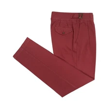 625$ RUBINACCI NAPOLI "Manny" Wine Cotton High Rise Trouser Pant Gurkha