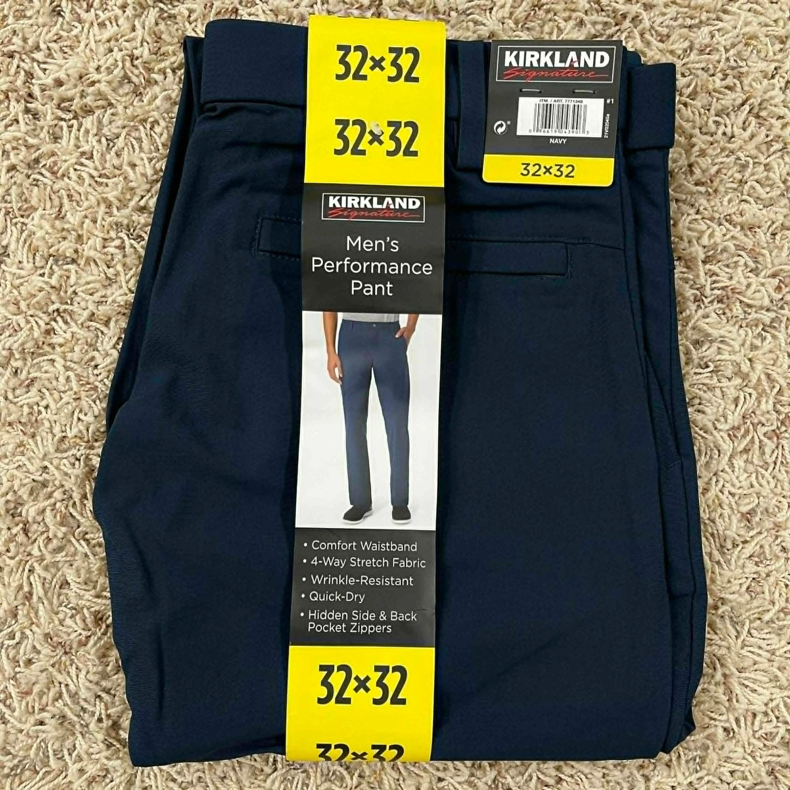 Kirkland Signature Men’s Performance Pants Navy, Size 32x32 (New)