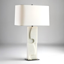 New Ivory Stone Table Lamp in Abstract Modern Cubist Style