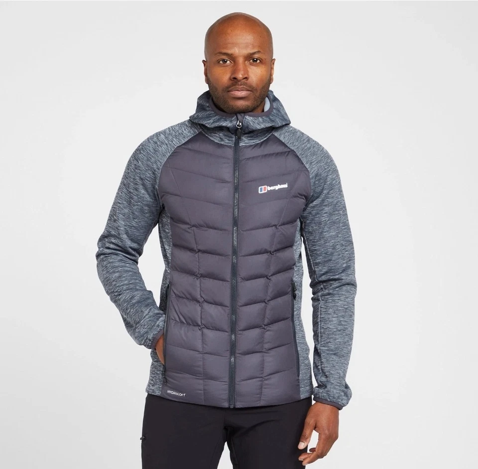 Chaqueta Berghaus Para Hombres Kamloops Híbrida Fl - Capucha Fija Elástica Encuadernada - Gris Talla M Foto 2 de 4