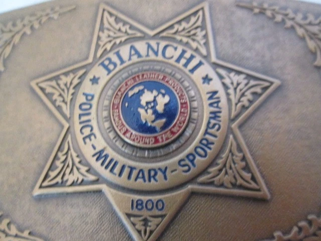 Bianchi Belt Buckle  Police  Military  Sportsman Vintage Brass Enamel - Image 2 of 3