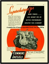 1940 Cummins HBS-600 Diesel Engine for Mack Truck NEW Sign 30 x 40" USA STEEL