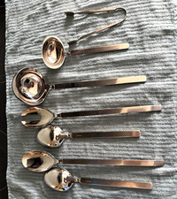 Alessi Inox 18/10 Glossy Stainless Steel 7pc Serving Cutlery Set Silver